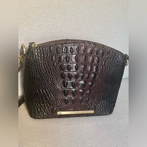 Brahmin Dark Brown Croc-Embossed Crossbody Bag